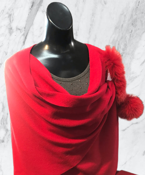Pinecones Exclusive Wool Wrap with Fur and Placket